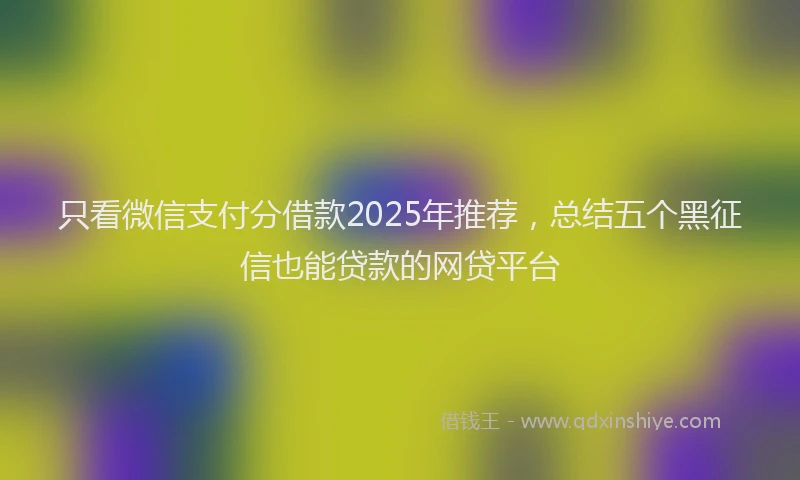 只看微信支付分借款2025年推荐，总结五个黑征信也能贷款的网贷平台