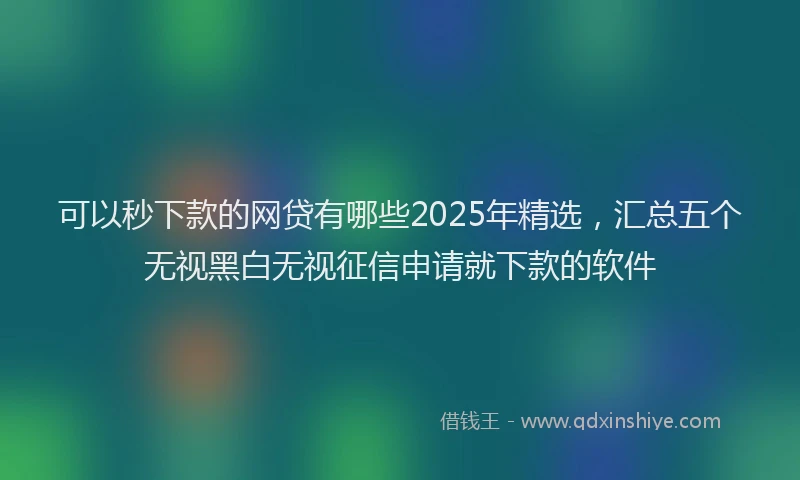 可以秒下款的网贷有哪些2025年精选，汇总五个无视黑白无视征信申请就下款的软件