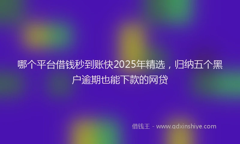 哪个平台借钱秒到账快2025年精选，归纳五个黑户逾期也能下款的网贷