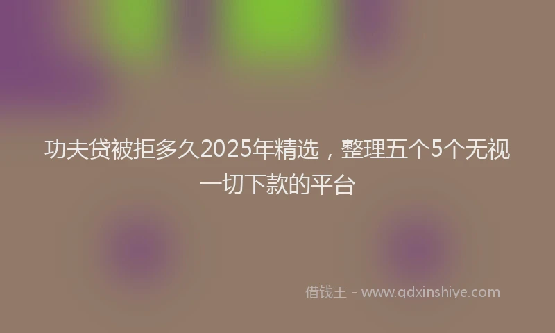 功夫贷被拒多久2025年精选，整理五个5个无视一切下款的平台