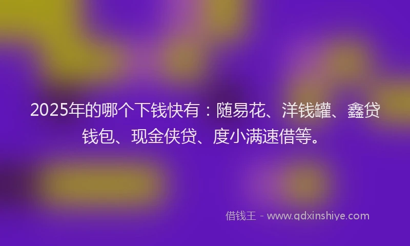 2025年的哪个下钱快有：随易花、洋钱罐、鑫贷钱包、现金侠贷、度小满速借等。
