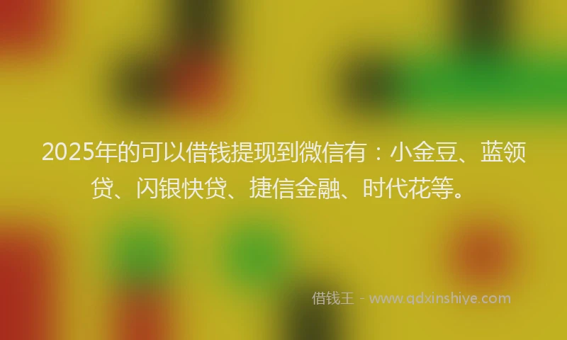 2025年的可以借钱提现到微信有：小金豆、蓝领贷、闪银快贷、捷信金融、时代花等。