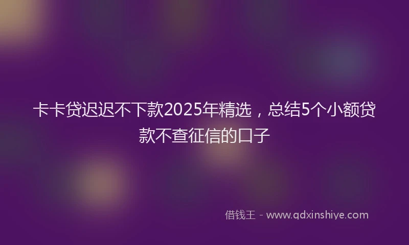 卡卡贷迟迟不下款2025年精选，总结5个小额贷款不查征信的口子