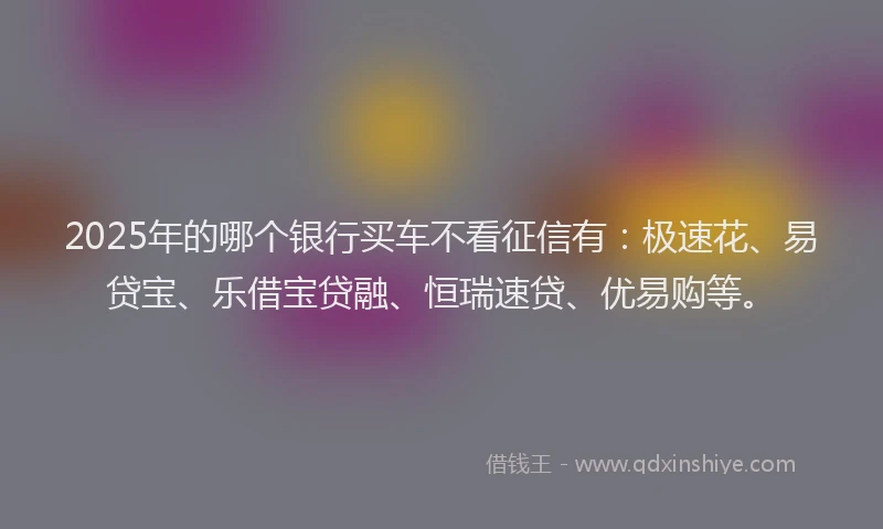 2025年的哪个银行买车不看征信有：极速花、易贷宝、乐借宝贷融、恒瑞速贷、优易购等。