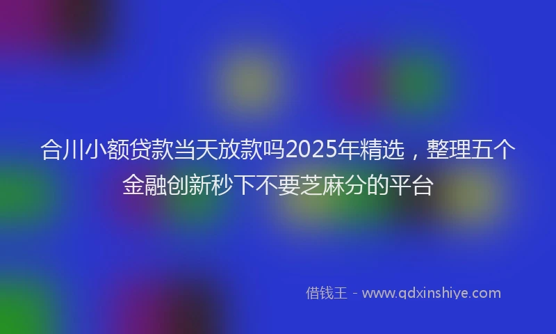 合川小额贷款当天放款吗2025年精选，整理五个金融创新秒下不要芝麻分的平台