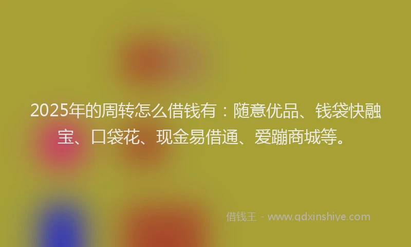 2025年的周转怎么借钱有：随意优品、钱袋快融宝、口袋花、现金易借通、爱蹦商城等。