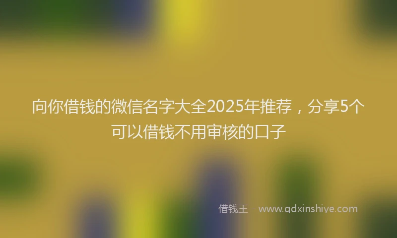 向你借钱的微信名字大全2025年推荐，分享5个可以借钱不用审核的口子