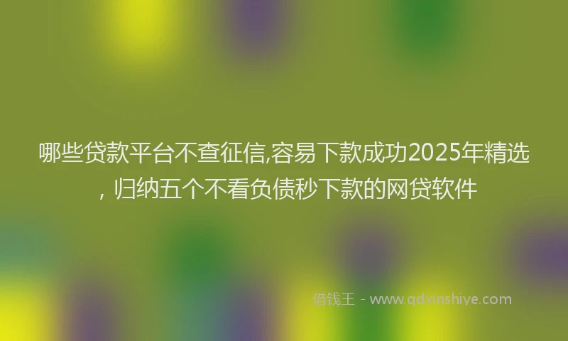 哪些贷款平台不查征信,容易下款成功2025年精选，归纳五个不看负债秒下款的网贷软件