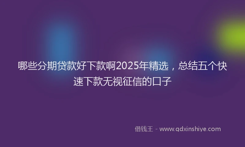 哪些分期贷款好下款啊2025年精选，总结五个快速下款无视征信的口子