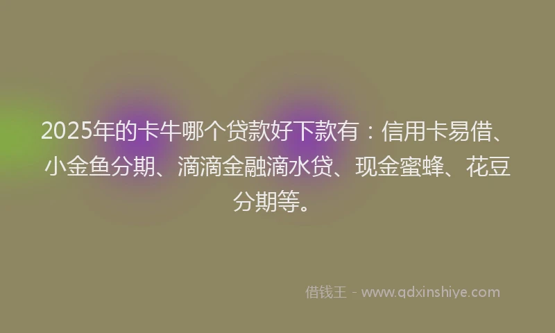 2025年的卡牛哪个贷款好下款有：信用卡易借、小金鱼分期、滴滴金融滴水贷、现金蜜蜂、花豆分期等。