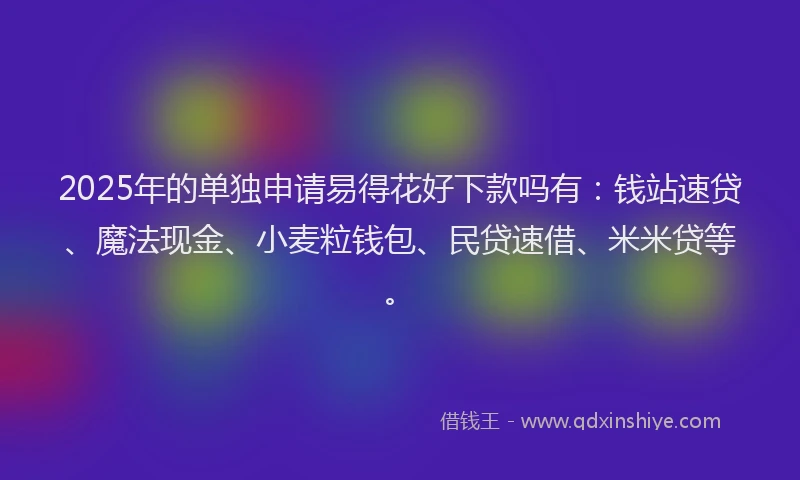 2025年的单独申请易得花好下款吗有：钱站速贷、魔法现金、小麦粒钱包、民贷速借、米米贷等。