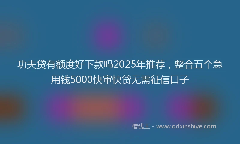 功夫贷有额度好下款吗2025年推荐，整合五个急用钱5000快审快贷无需征信口子