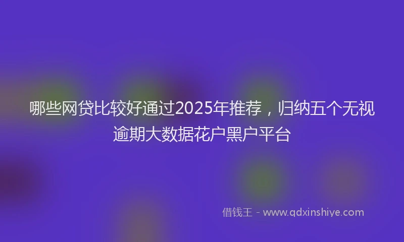 哪些网贷比较好通过2025年推荐，归纳五个无视逾期大数据花户黑户平台