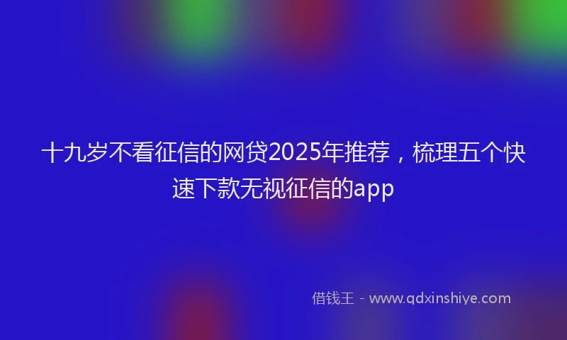 十九岁不看征信的网贷2025年推荐，梳理五个快速下款无视征信的app