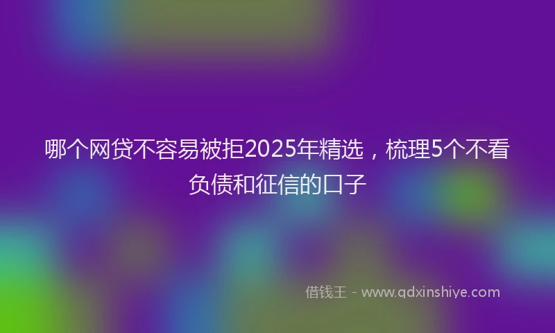 哪个网贷不容易被拒2025年精选，梳理5个不看负债和征信的口子