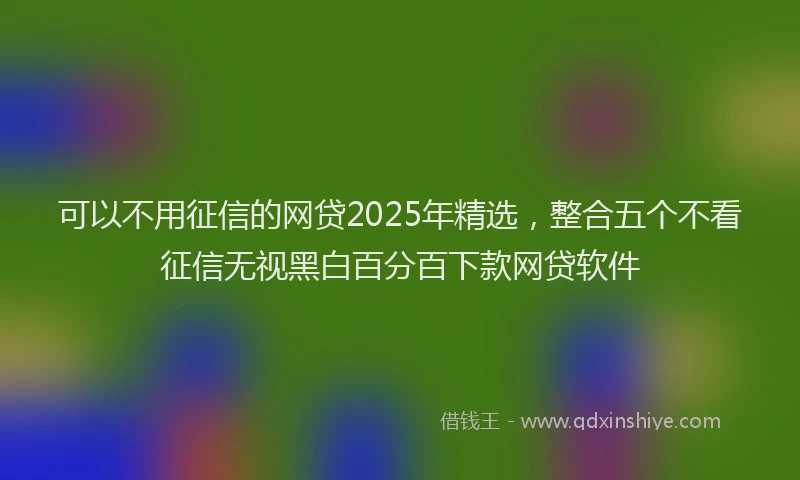 可以不用征信的网贷2025年精选，整合五个不看征信无视黑白百分百下款网贷软件