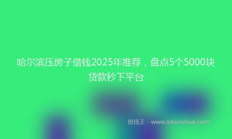 哈尔滨压房子借钱2025年推荐，盘点5个5000块贷款秒下平台