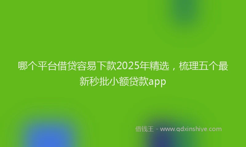 哪个平台借贷容易下款2025年精选，梳理五个最新秒批小额贷款app