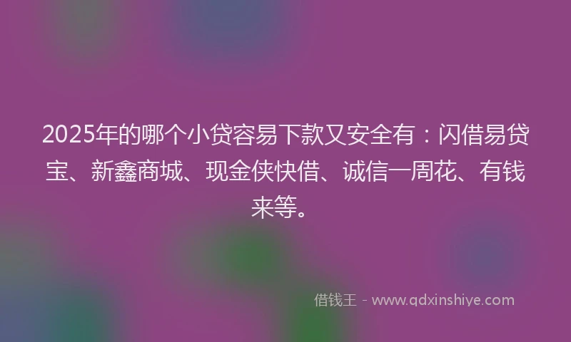 2025年的哪个小贷容易下款又安全有：闪借易贷宝、新鑫商城、现金侠快借、诚信一周花、有钱来等。