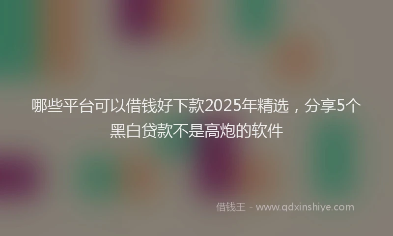 哪些平台可以借钱好下款2025年精选，分享5个黑白贷款不是高炮的软件