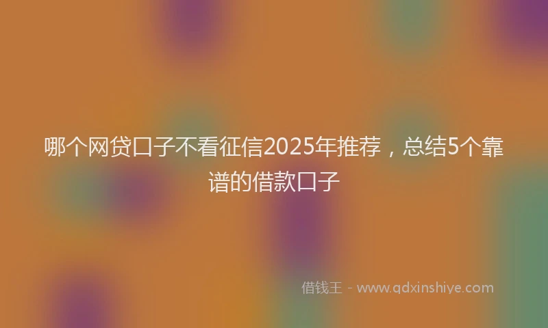 哪个网贷口子不看征信2025年推荐，总结5个靠谱的借款口子