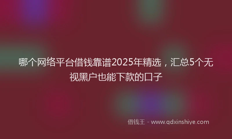 哪个网络平台借钱靠谱2025年精选，汇总5个无视黑户也能下款的口子