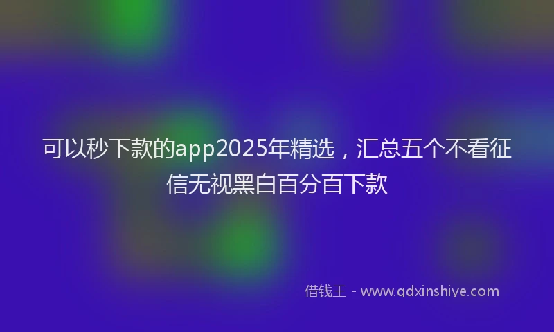 可以秒下款的app2025年精选，汇总五个不看征信无视黑白百分百下款