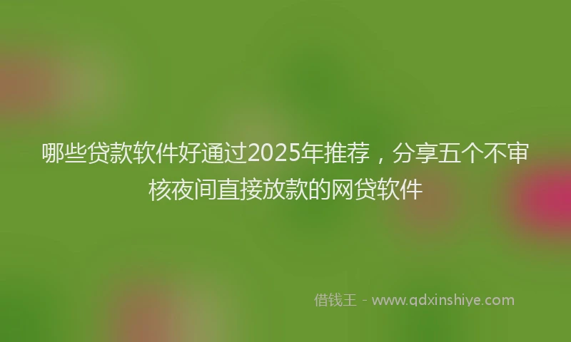 哪些贷款软件好通过2025年推荐，分享五个不审核夜间直接放款的网贷软件