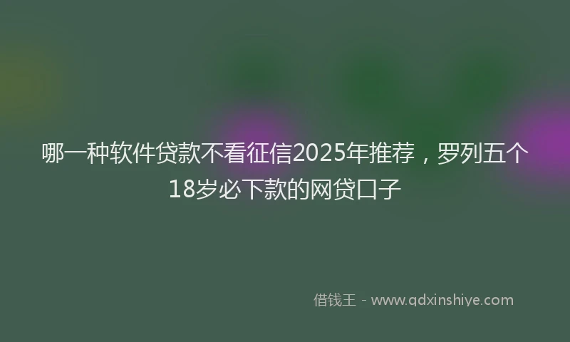 哪一种软件贷款不看征信2025年推荐，罗列五个18岁必下款的网贷口子