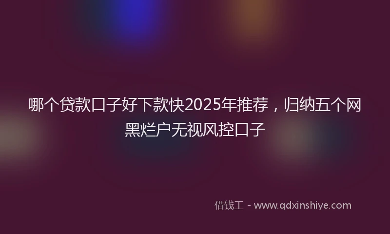 哪个贷款口子好下款快2025年推荐，归纳五个网黑烂户无视风控口子