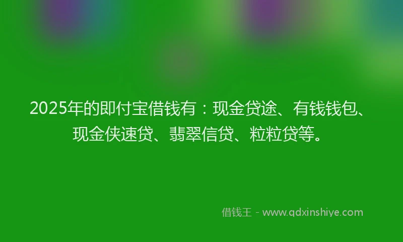 2025年的即付宝借钱有：现金贷途、有钱钱包、现金侠速贷、翡翠信贷、粒粒贷等。