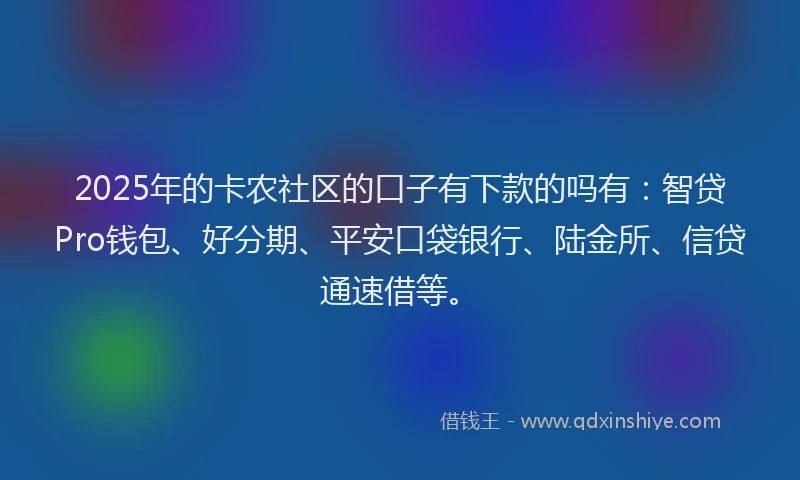2025年的卡农社区的口子有下款的吗有：智贷Pro钱包、好分期、平安口袋银行、陆金所、信贷通速借等。