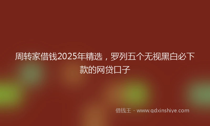 周转家借钱2025年精选，罗列五个无视黑白必下款的网贷口子
