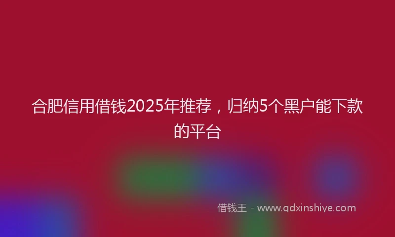 合肥信用借钱2025年推荐，归纳5个黑户能下款的平台