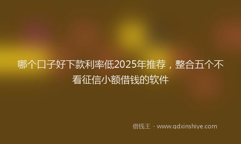 哪个口子好下款利率低2025年推荐，整合五个不看征信小额借钱的软件