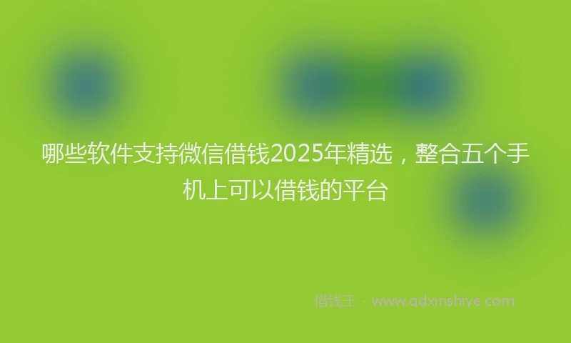 哪些软件支持微信借钱2025年精选，整合五个手机上可以借钱的平台