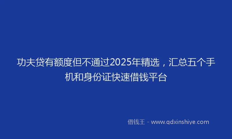 功夫贷有额度但不通过2025年精选，汇总五个手机和身份证快速借钱平台