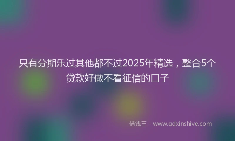 只有分期乐过其他都不过2025年精选，整合5个贷款好做不看征信的口子
