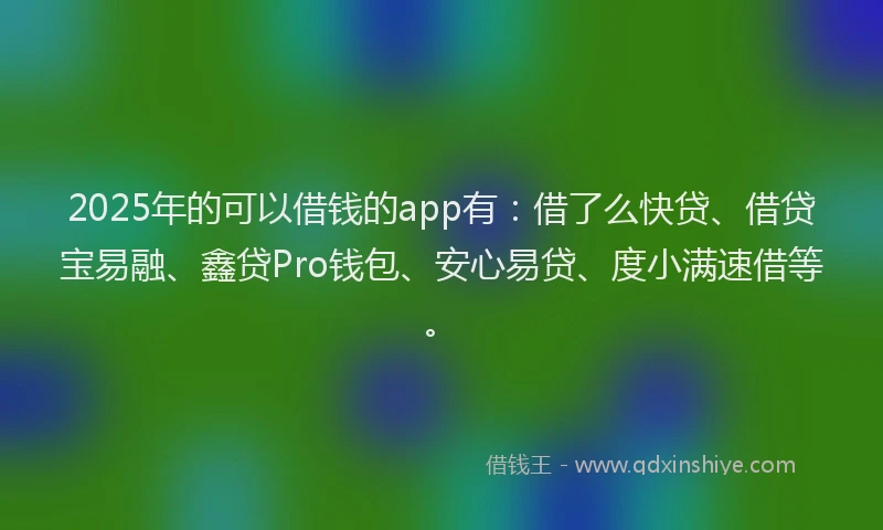 2025年的可以借钱的app有：借了么快贷、借贷宝易融、鑫贷Pro钱包、安心易贷、度小满速借等。