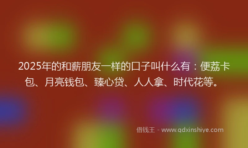 2025年的和薪朋友一样的口子叫什么有：便荔卡包、月亮钱包、臻心贷、人人拿、时代花等。