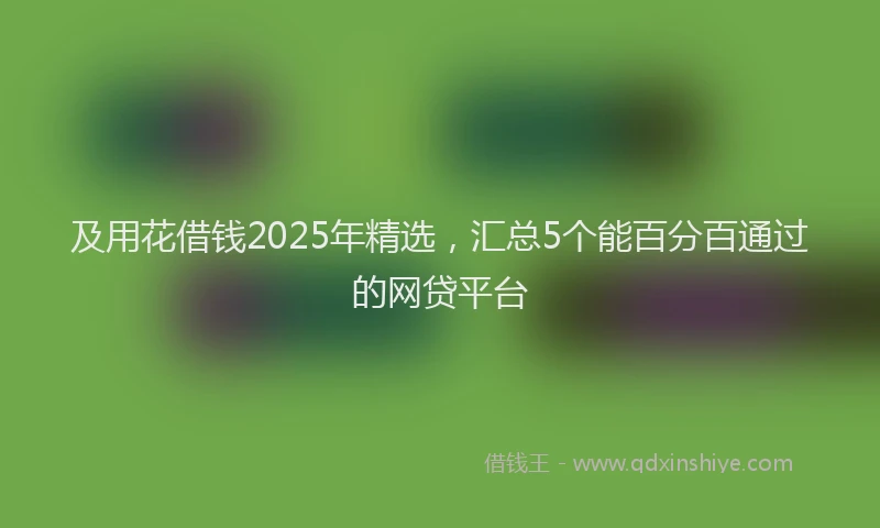 及用花借钱2025年精选，汇总5个能百分百通过的网贷平台