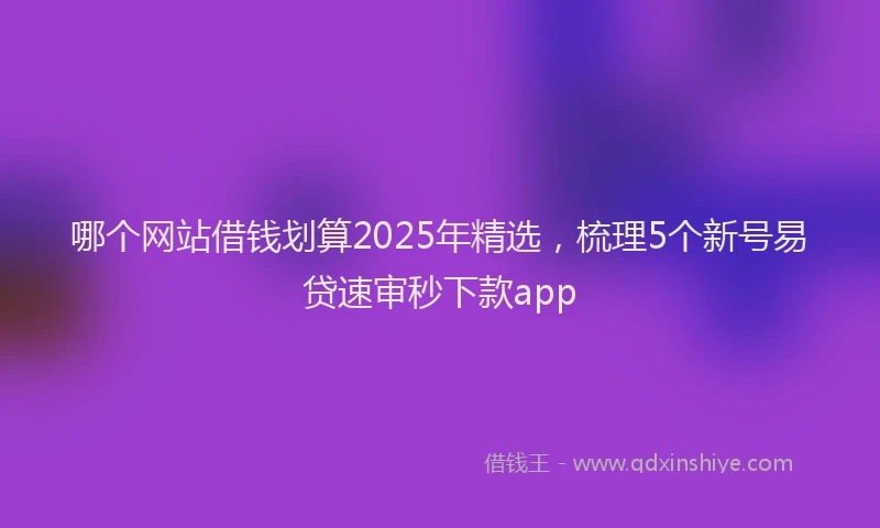 哪个网站借钱划算2025年精选，梳理5个新号易贷速审秒下款app