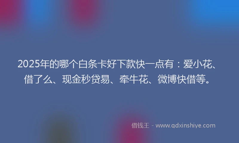 2025年的哪个白条卡好下款快一点有：爱小花、借了么、现金秒贷易、牵牛花、微博快借等。