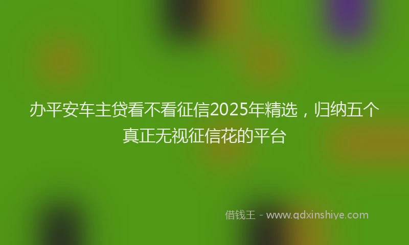 办平安车主贷看不看征信2025年精选，归纳五个真正无视征信花的平台