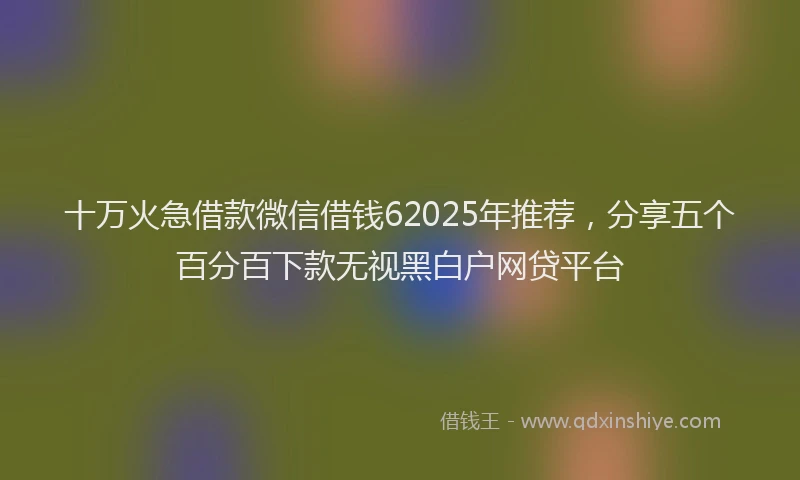 十万火急借款微信借钱62025年推荐，分享五个百分百下款无视黑白户网贷平台