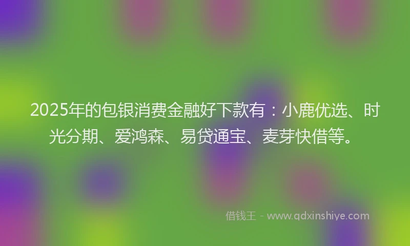 2025年的包银消费金融好下款有：小鹿优选、时光分期、爱鸿森、易贷通宝、麦芽快借等。