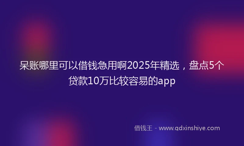呆账哪里可以借钱急用啊2025年精选，盘点5个贷款10万比较容易的app