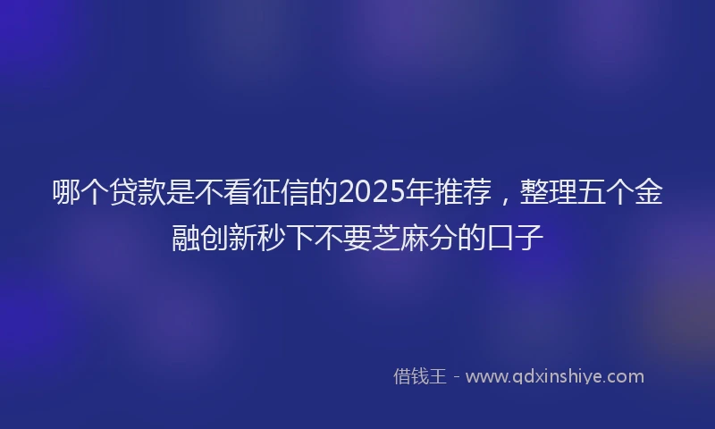 哪个贷款是不看征信的2025年推荐，整理五个金融创新秒下不要芝麻分的口子