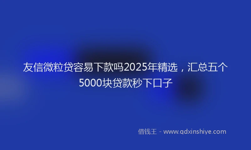 友信微粒贷容易下款吗2025年精选，汇总五个5000块贷款秒下口子