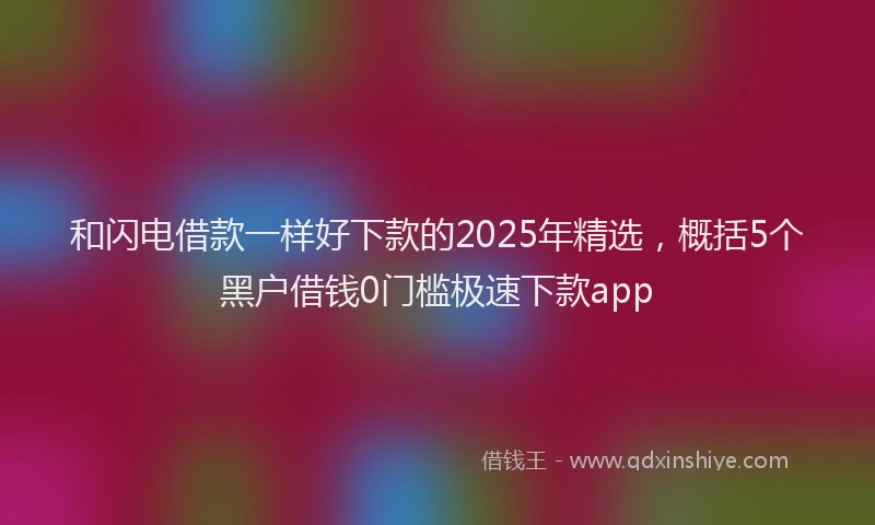 和闪电借款一样好下款的2025年精选，概括5个黑户借钱0门槛极速下款app